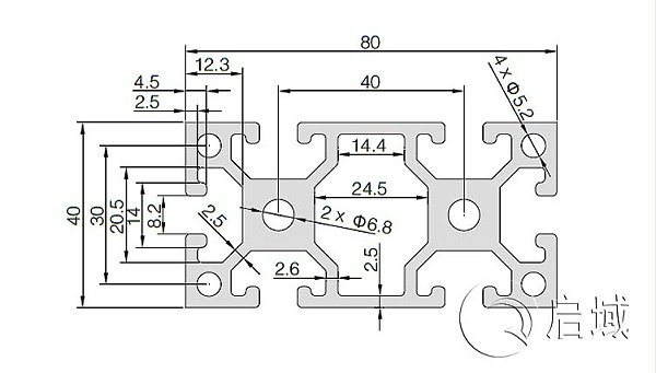 QY-8-4080E铝型材图纸