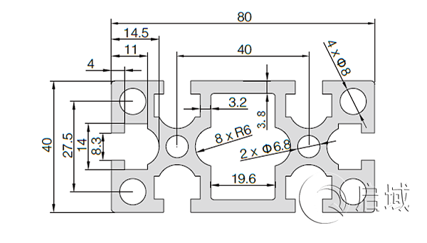 QY-8-4080GW铝型材图纸