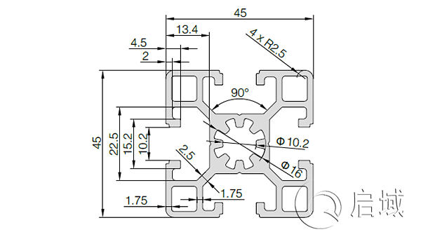QY-10-4545B铝型材图纸