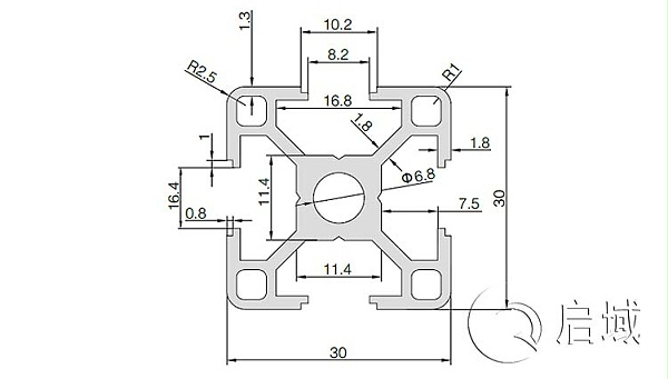 QY-8-3030L铝型材图纸