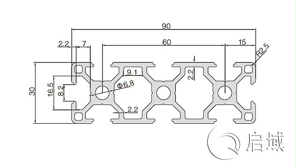 QY-8-3090铝型材图纸