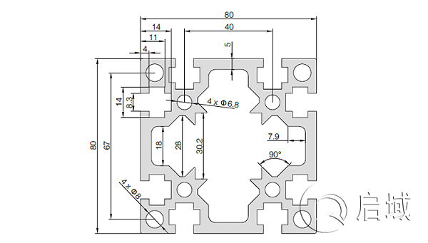 QY-8-8080G铝型材图纸