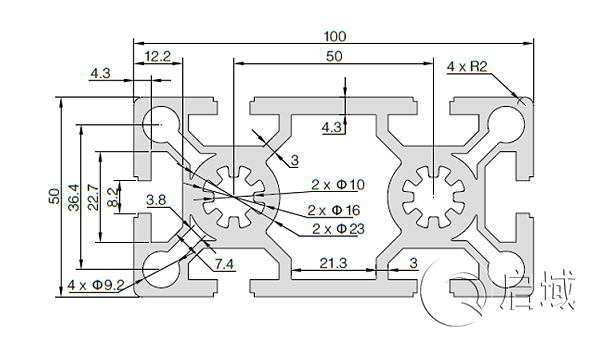 QY-8-50100W铝型材图纸