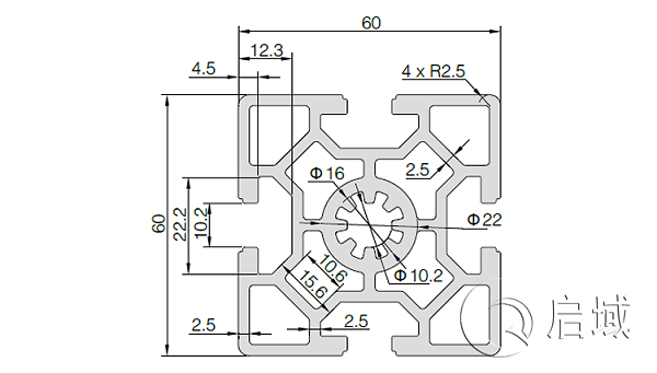 QY-10-6060W铝型材图纸