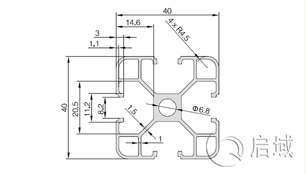 QY-8-4040A铝型材图纸