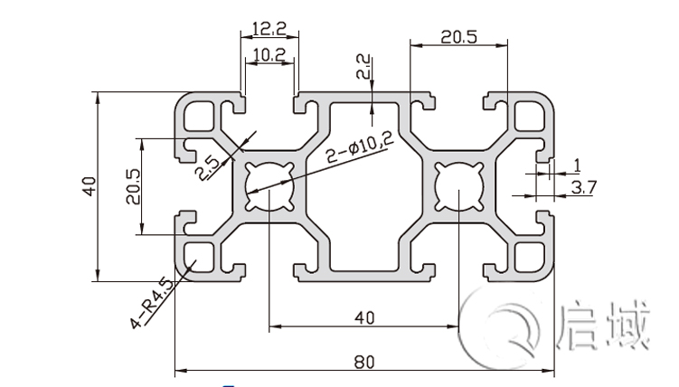 QY-10-4040F铝型材图纸