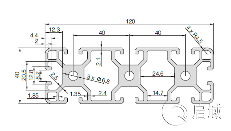 QY-8-40120铝型材图纸
