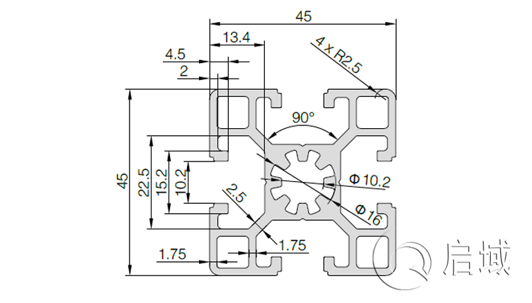 QY-10-4545B铝型材图纸