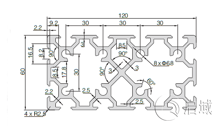 QY-8-60120铝型材图纸