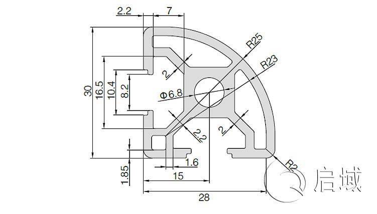 QY-8-3030R铝型材图纸