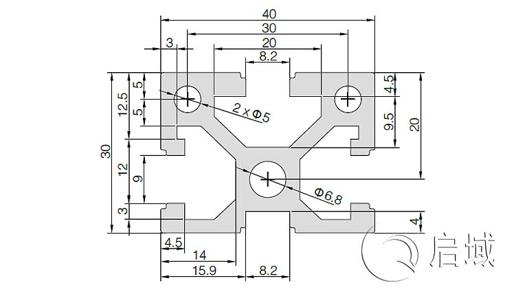 QY-8-3040铝型材图纸