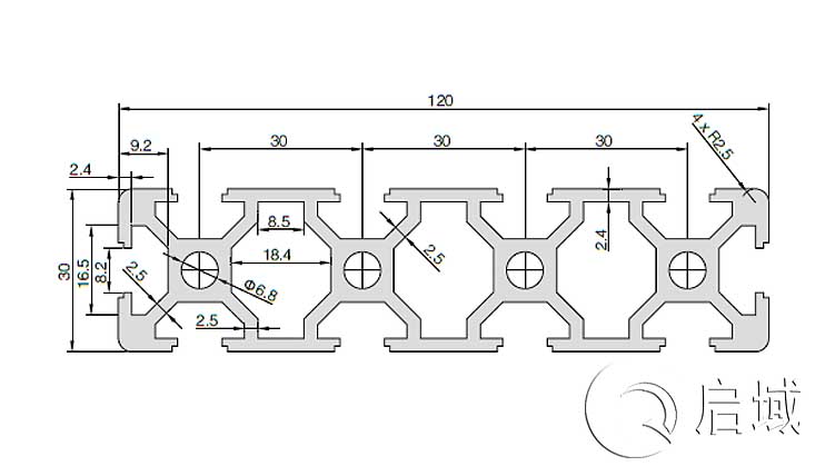 QY-8-30120铝型材图纸