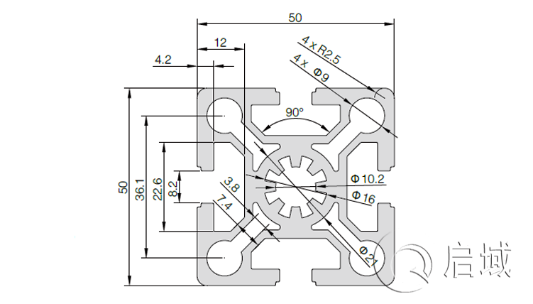 QY-8-5050W铝型材图纸