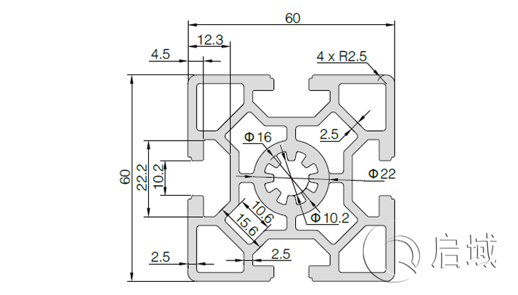 QY-10-6060W铝型材图纸